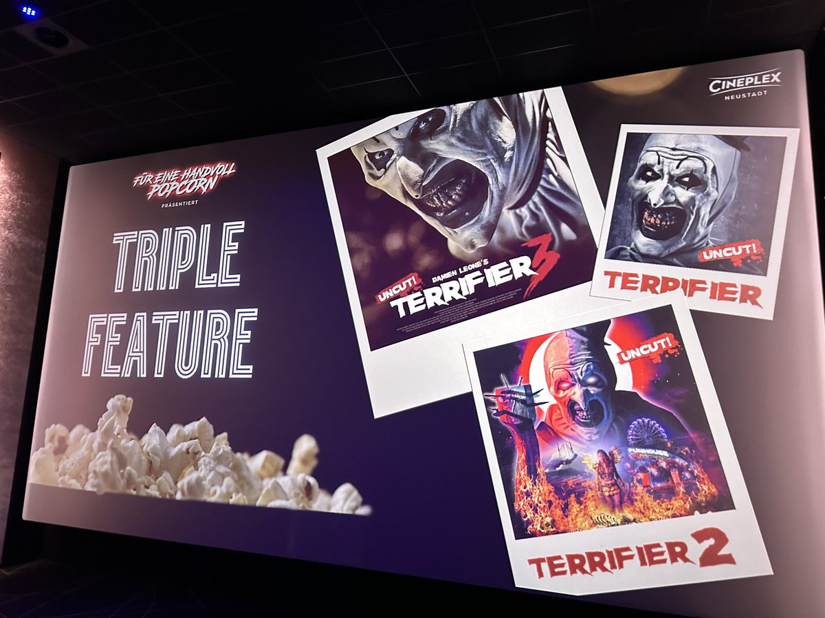 FurPopcorn's tweet image. Unsere #Terrifier 3 Triple Night am Wochenende war wild 😤

Wir haben die Nacht moderiert, Quizfragen gestellt, Popcorn verteilt und am Ende konnten die glücklichen Gewinner Blurays abstauben. Absolute Partystimmung. 

Einfach nur Danke ☺️ 
See you next time 🍿