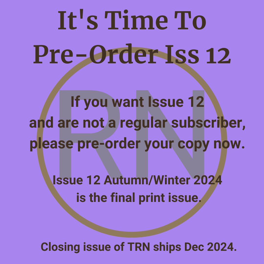 Don't have a subscription? Want a copy of the final issue of THE RADICAL NOTION?
No problem! 
Please pre-order your copy now. We will print only enough to fullfil existing orders. 

Here's the link to pre-order: theradicalnotion.org/product/issue-…

Bundles and specials are also available.