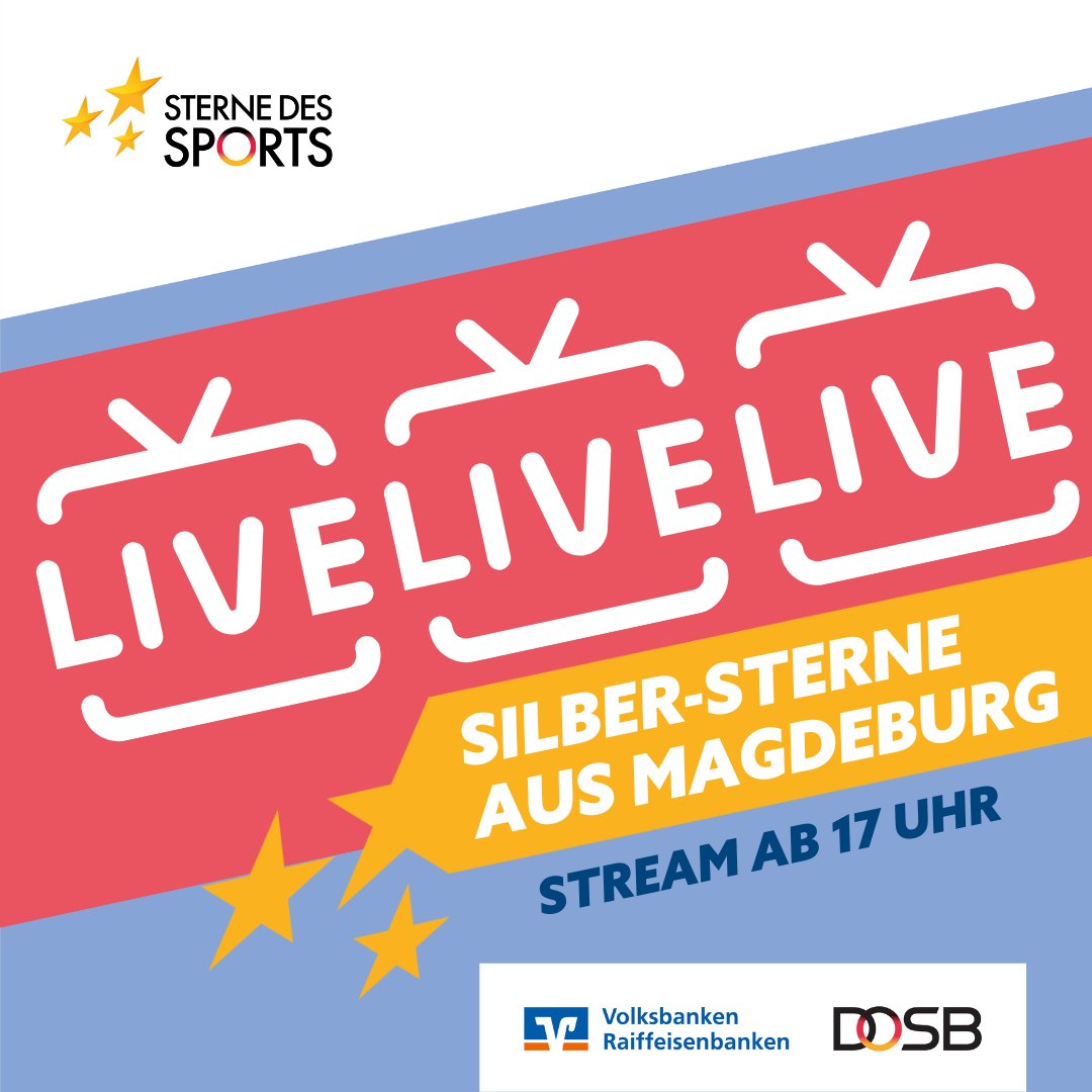 ⭐ In Sachsen-Anhalt werden heute die Sterne des Sports in Silber verliehen. Der <a href="/mdrde/">mdrde</a> übertragt die Verleihung aus Magdeburg ab 17 Uhr im Livestream. 🤩 Schaltet ein!
➡️ ZUM LIVESTREAM: mdr.de/video/livestre…
#SterneDesSports #Sterne2024 | @bvrpresse
