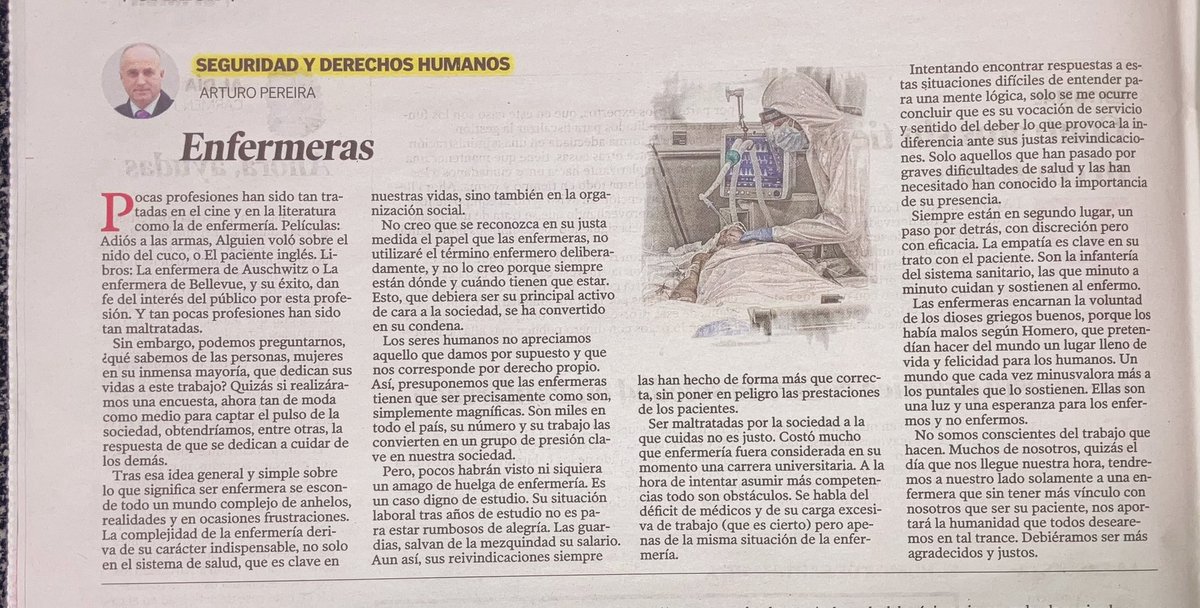 Javier G Álvarez (@javigalvarez) on Twitter photo “Son la infantería del sistema sanitario, las que minuto a minuto cuidan y sostienen al enfermo”
Enfermeras, deberíamos ser más agradecidos y justos vía <a href="/diariodeleon/">Diario de León</a> “Son la infantería del sistema sanitario, las que minuto a minuto cuidan y sostienen al enfermo”
Enfermeras, deberíamos ser más agradecidos y justos vía <a href="/diariodeleon/">Diario de León</a>