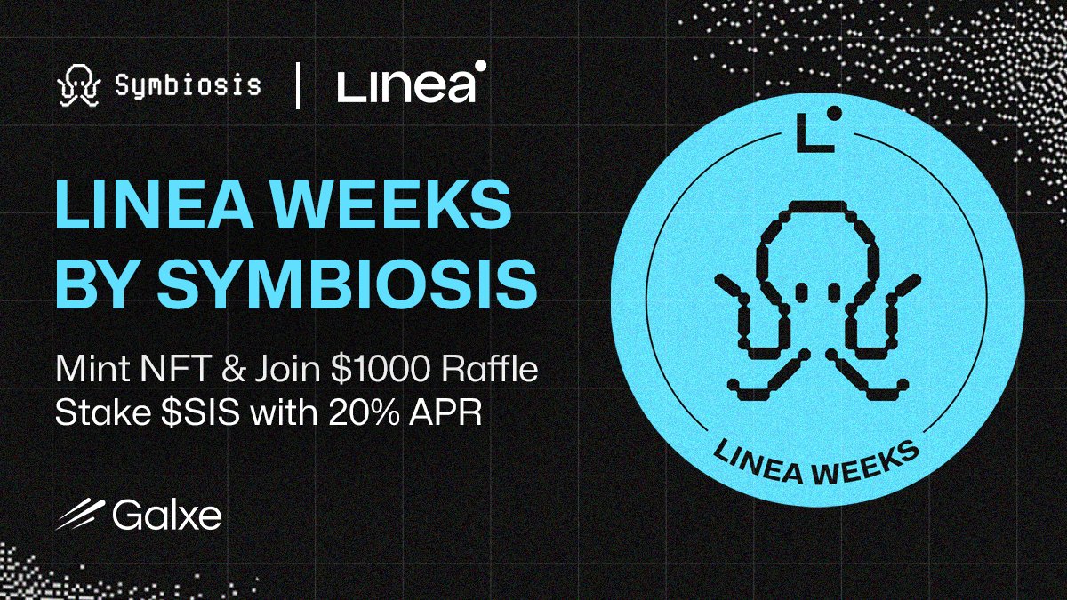 Symbiosis (@symbiosis_fi) on Twitter photo We’re halfway through the Linea Weeks!
Don’t even say it doesn’t look attractive! 😤
🔹 #Linea activities marathon
🔹 Linea #NFT & $1000 raffle powered by <a href="/GalxeQuest/">Galxe Quest</a>
🔹 20% APR for staking $SIS on #Linea
Grab your goodies 👇
app.galxe.com/quest/Symbiosi…
rewards.symbiosis.finance/vesis/linea We’re halfway through the Linea Weeks!
Don’t even say it doesn’t look attractive! 😤
🔹 #Linea activities marathon
🔹 Linea #NFT & $1000 raffle powered by <a href="/GalxeQuest/">Galxe Quest</a>
🔹 20% APR for staking $SIS on #Linea
Grab your goodies 👇
app.galxe.com/quest/Symbiosi…
rewards.symbiosis.finance/vesis/linea