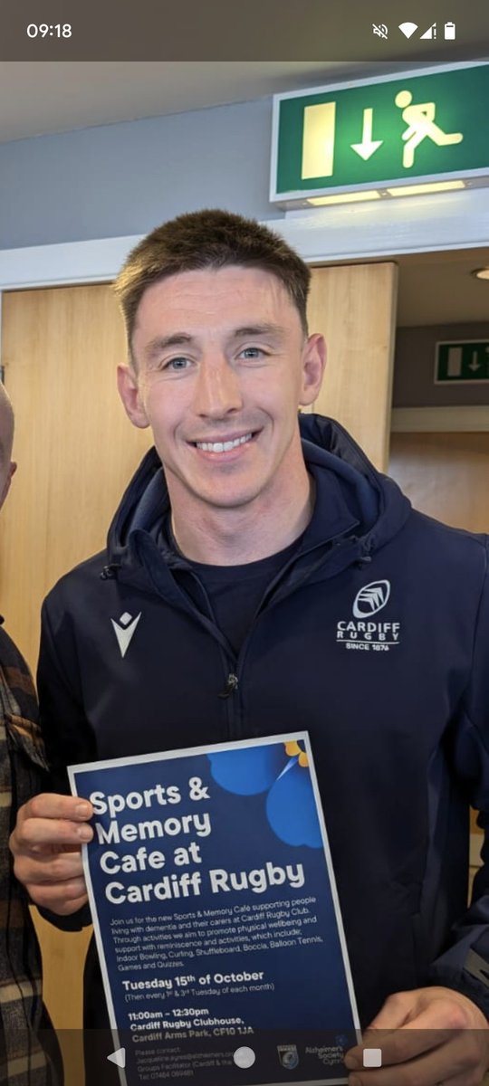 Lee Griffiths (@leecgriffiths) on Twitter photo Next session of the <a href="/AlzSocCymru/">Alzheimer's Society Cymru</a> Sports & Memory Cafe 12th Nov 11am-12.30 <a href="/Cardiff_Rugby/">Cardiff Rugby</a> Next session of the <a href="/AlzSocCymru/">Alzheimer's Society Cymru</a> Sports & Memory Cafe 12th Nov 11am-12.30 <a href="/Cardiff_Rugby/">Cardiff Rugby</a>