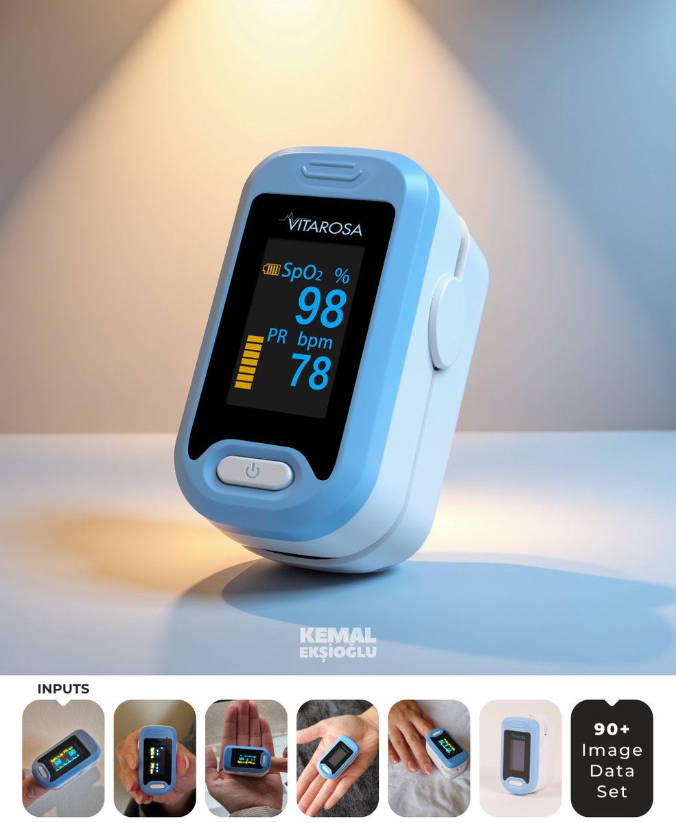 Vitarosa Pulse Oximeter // Yapay Zeka Modellemesi

*Amazon listeleme sayfası için hazırlanmıştır.
*Local olarak eğitilmiştir.
*Local olarak üretilmiştir.
*Çıktılara küçük çapta iyileştirme yapılmıştır.