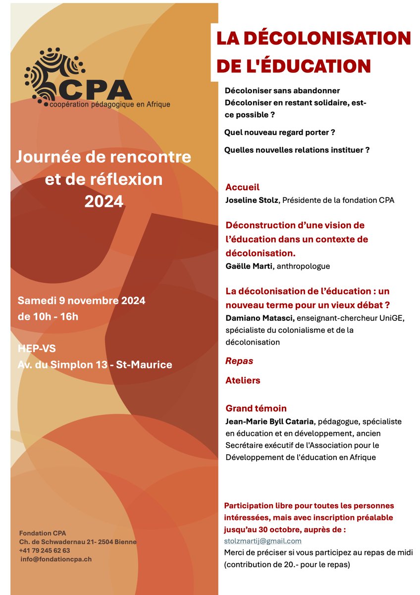 ArchivesAIJJR's tweet photo. Organisée par la Fondation CPA, cette journée de réflexion vise à déconstruire les  perspectives coloniales dans l’éducation. Avec des interventions de Gaëlle Marti, Damiano Matasci @UNIGEnews  @ArchivesAIJJR et Jean-Marie Byll Cataria https://t.co/57Xr0Ahzio https://t.co/wVQv2G25iV