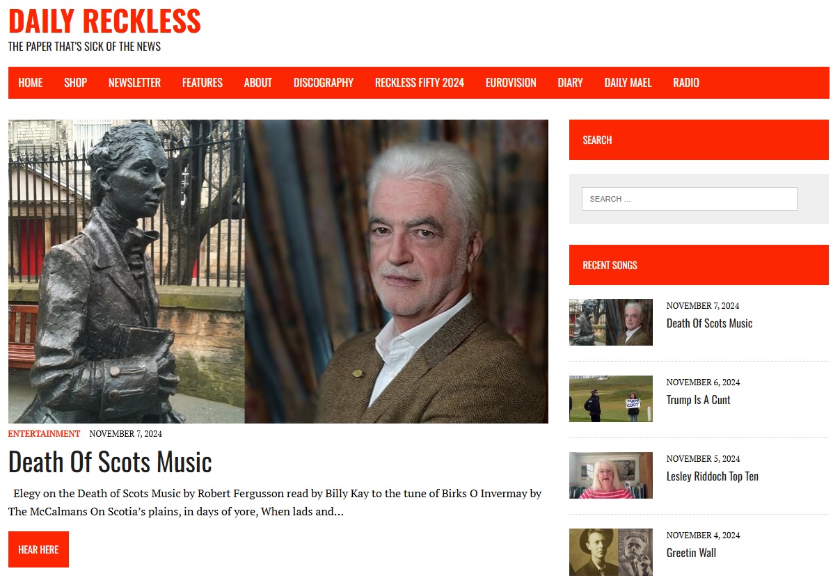 Daily_Reckless's tweet photo. This morning's front page song at the Daily Reckless. https://t.co/0r5VYojoHx feat. @billykayscot https://t.co/SCASiaVcNI