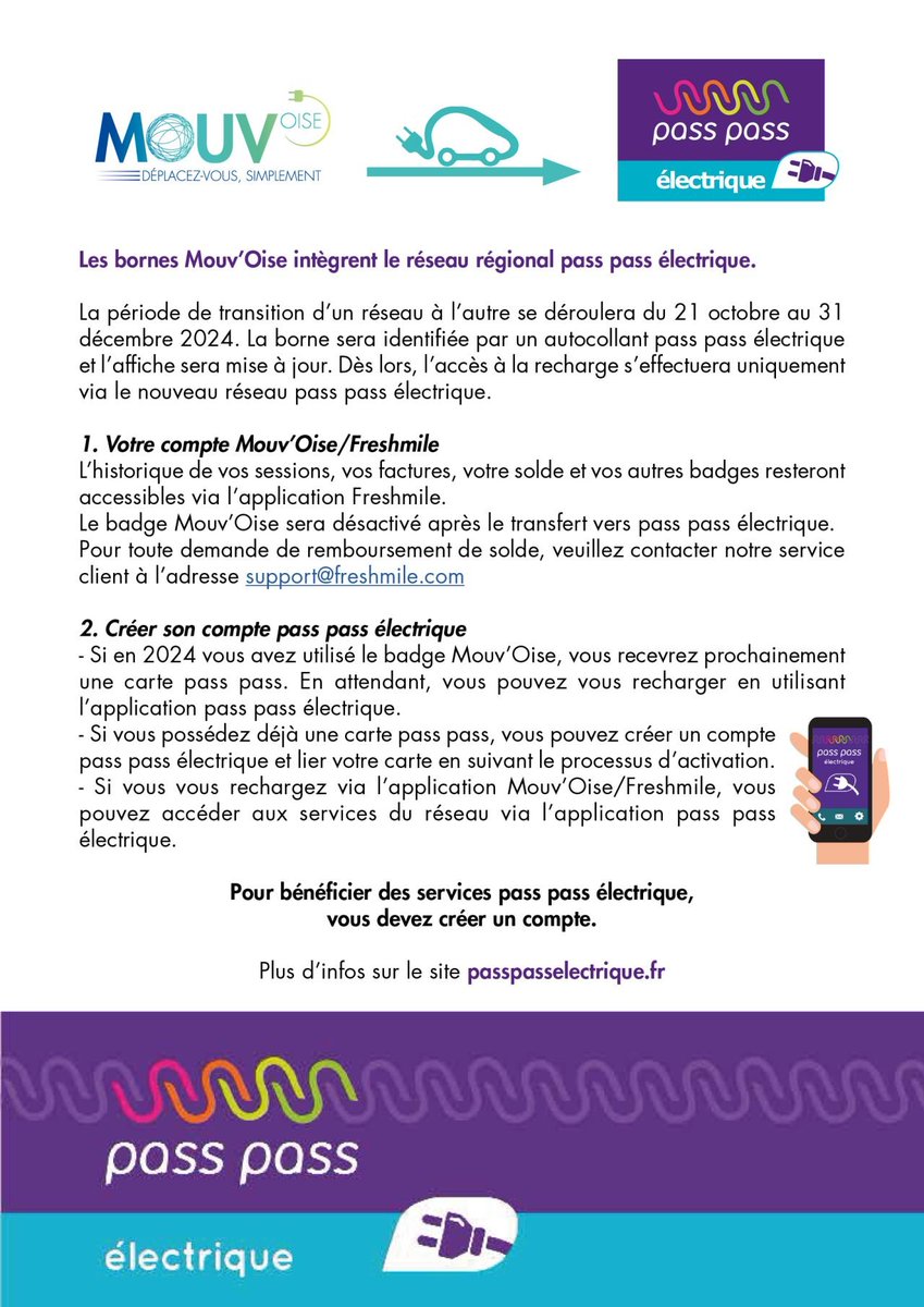 passpass_elec's tweet image. Chers utilisateurs,

Le réseau Mouv’Oise rejoint le réseau Pass pass électrique. Pour continuer à profiter des services de recharge, vous devez créer un compte sur passpasselectrique.fr/fr/

#mobilité #passpasselectrique #mouvoise