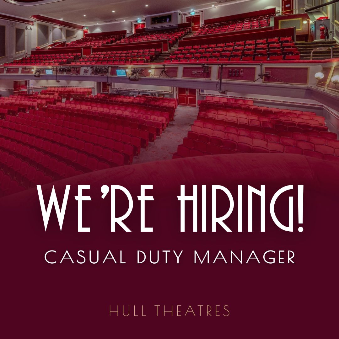 Hull New Theatre (@newtheatrehull) on Twitter photo Fancy joining our team? We are looking for a Casual Duty Manager to support two of Hullβs prestigious venues: <a href="/NewTheatreHull/">Hull New Theatre</a> & <a href="/CityHallHull/">Hull City Hall</a>
Deadline for applications is 24/11/24
Apply here πbit.ly/HCALduty Fancy joining our team? We are looking for a Casual Duty Manager to support two of Hullβs prestigious venues: <a href="/NewTheatreHull/">Hull New Theatre</a> & <a href="/CityHallHull/">Hull City Hall</a>
Deadline for applications is 24/11/24
Apply here πbit.ly/HCALduty