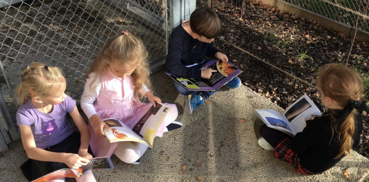 ISRprimary's tweet photo. @ISRheintal  🌌✨#ISRGrade1 students took their learning out of this world today! Reading non-fiction books about space outside, they used their critical thinking skills to come up with some amazing Wonder Wall questions. 🚀💭 #ISRinquirers https://t.co/TyuOjfOS3G