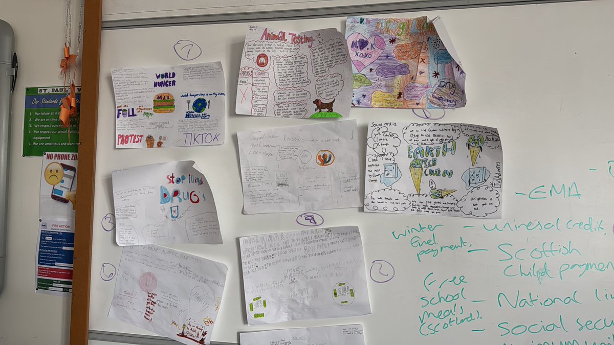 Well done to S1K. All groups produced detailed and colourful posters to showcase the plans for their new pressure groups. <a href="/stpaulsdundee/">St Paul's Academy</a>