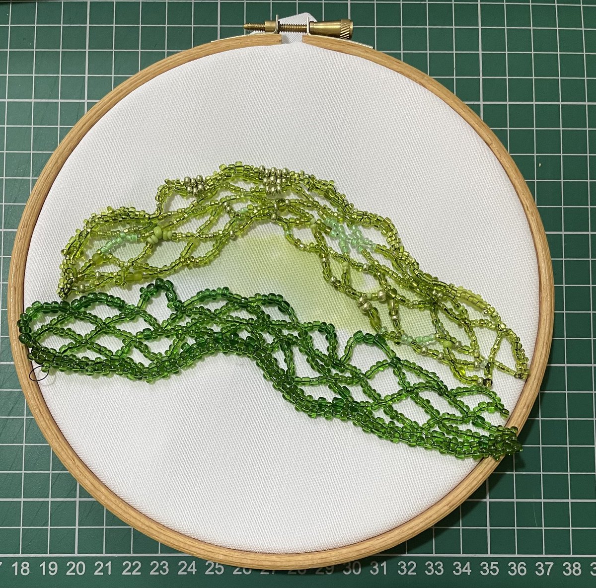 CarolineHack's tweet photo. Playing with layouts and combos for #BeadWeaving and #TransferDye samples this morning https://t.co/qPtxJyzDj8