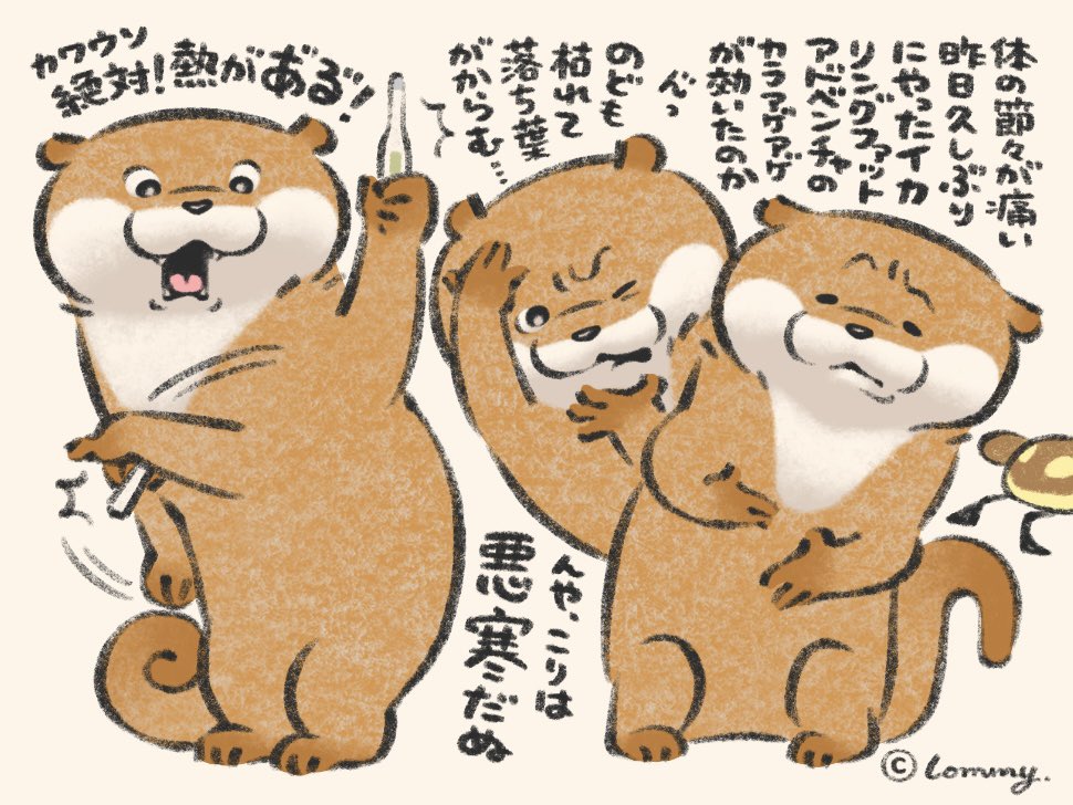 kawa_ii_uso's tweet image. 絶対に熱があるの🌡️
#カワウソ
