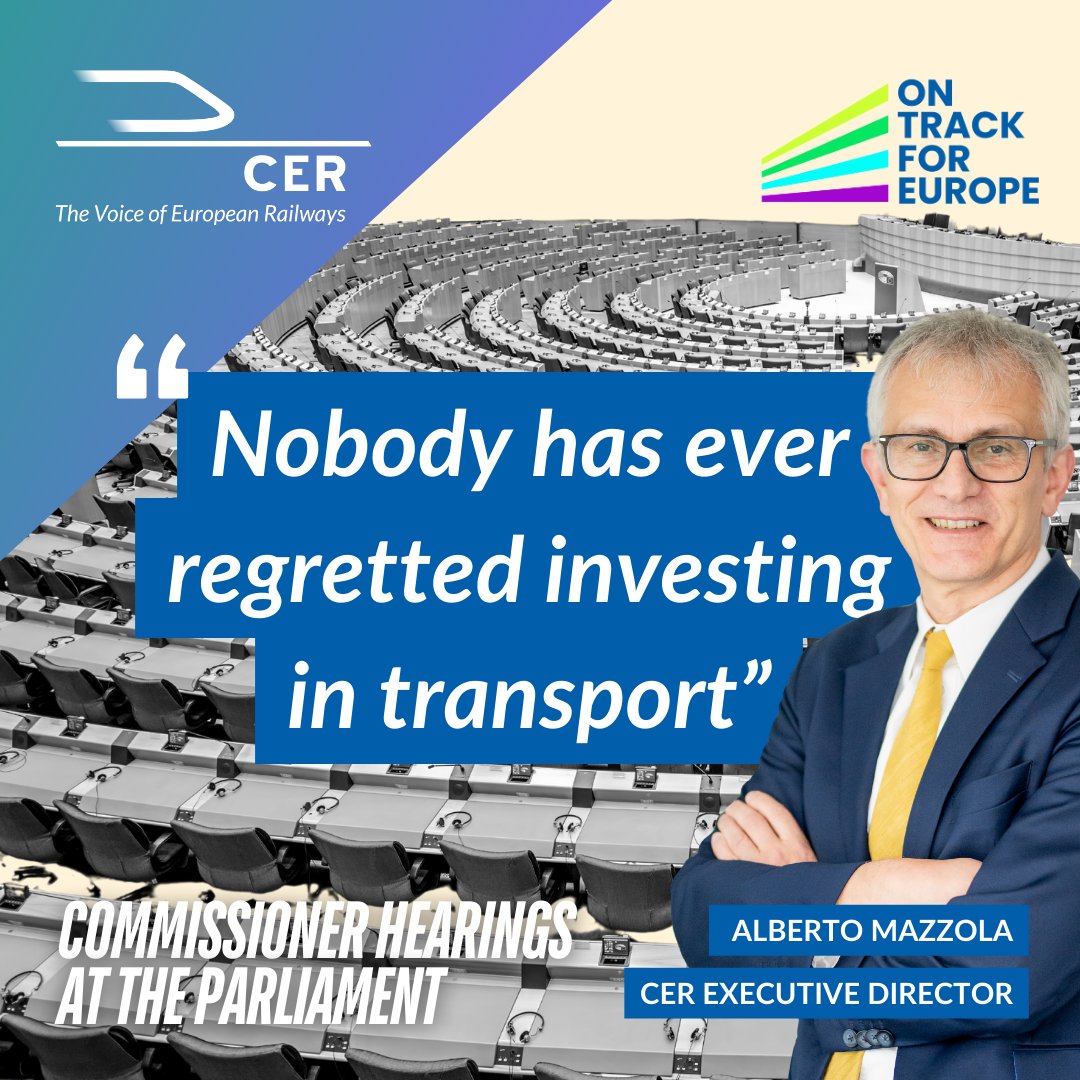 be_logistical's tweet image. CER_railways: Ahead of the confirmation hearing for the Commissioner-designate for Budget, @Piotr_Serafin, CER Executive Director @albertowmazzola said:👇

#OnTrackForEurope #EUtransport #EPhearings #TEN_T