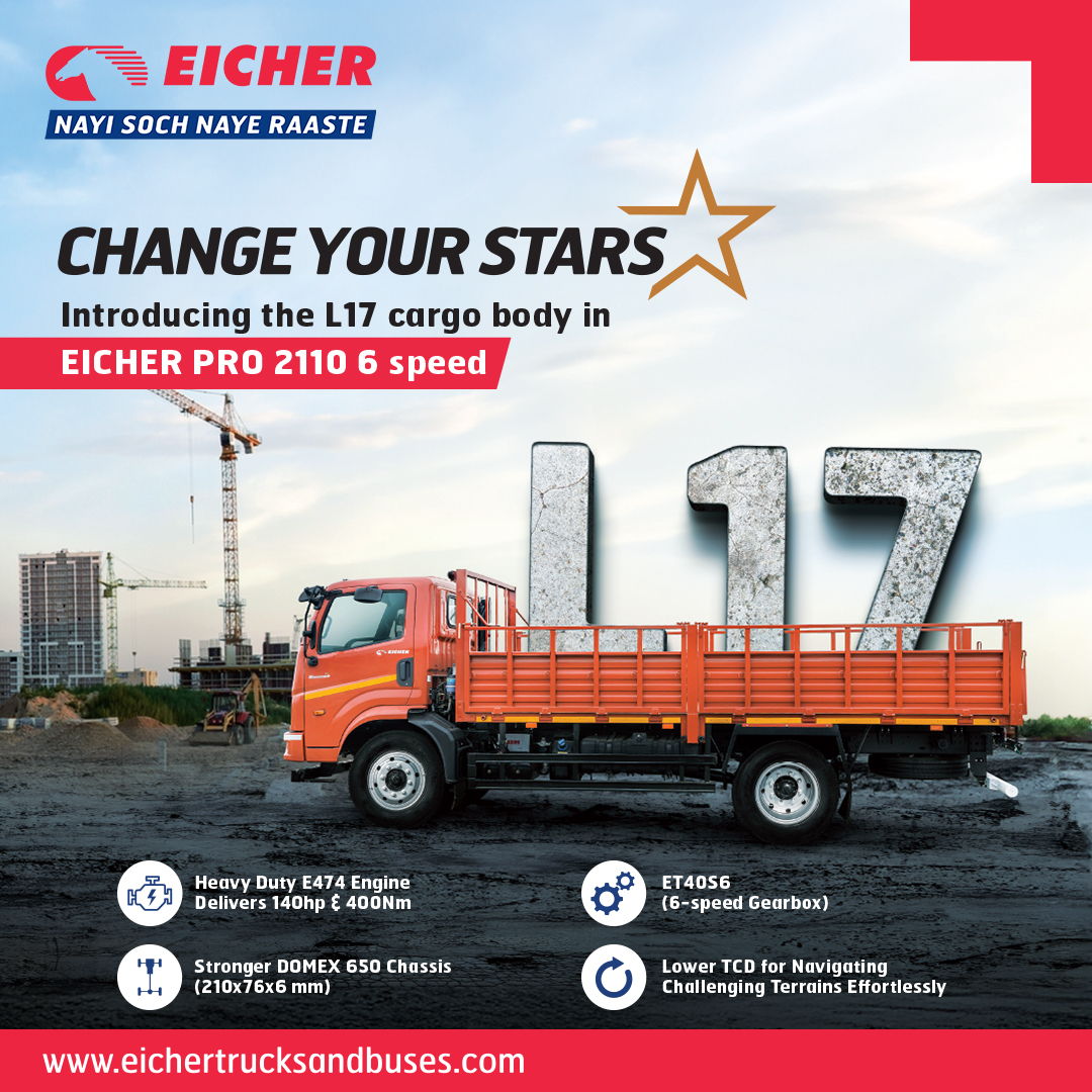 ETBIndia's tweet photo. Introducing L17 Cargo body in the Eicher Pro 2110 6s, a reliable solution for all your needs.
Know More: https://t.co/TPrGB6xRb8
#LMD #TruckApplication #LMDTrucks #BSVI #reliability #gradeability #fuelefficient #comfort #business #profit #success #fleetmanagement #eichertrucks https://t.co/LODDC2tbEu