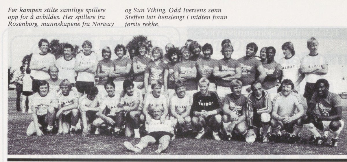 Miami All Stars og <a href="/RBKfotball/">Rosenborg Ballklub</a> sammen etter kampen. Det virker som Steffen Iversen også var med på turen, men på dette bildet minner det mest om Sverre Brandhaug som ligger lett henslengt i midten foran første rekke. @GladWold kom nærmest i quizen.