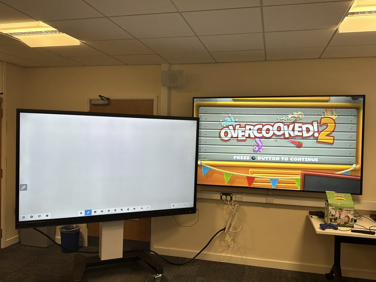 All setup to do some serious gaming looking at team work and communication strategies