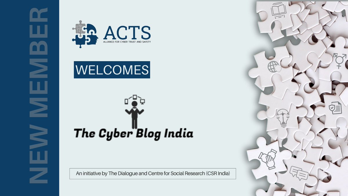 incyberblog's tweet photo. We are now a part of ACTS!

We are proud to be a part of ACTS —India's first civil society-led alliance dedicated to online safety and wellbeing. With a mission to bridge the gap in digital trust and safety, (1/5) https://t.co/DlExxhEtIp
