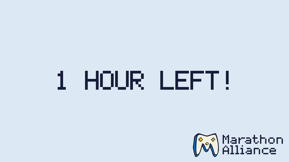Just one hour left until the fun begins with #MarathonAlliance24! 👀

Are you ready for an awesome few days of speedrunning from a variety of communities, all for the amazing cause of <a href="/projecthopeorg/">Project HOPE</a>? 💪

🕛 12 PM CET 
💻 twitch.tv/marathonallian…
🗓️ horaro.org/ma/schedule