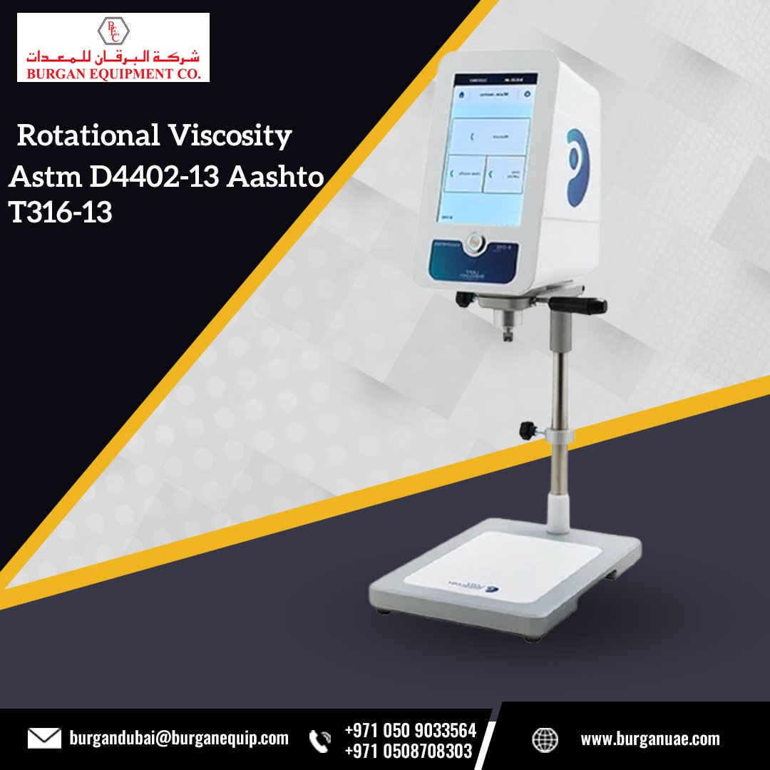 BURGANEQUIPMENT's tweet image. The Rotational Viscosity Viscometer from Lamy, France is a fully automatic instrument designed for precise viscosity measurements of asphalt binders and other viscous materials.
burganuae.com
+971 50 9033564
#RotationalViscosity #ViscosityMeasurement #AsphaltTesting
