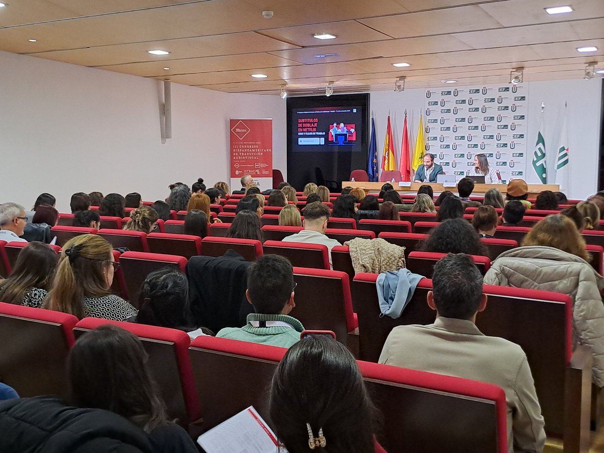 ISTRAD (@_istrad) on Twitter photo ➡️ Continuamos con Stavroula Sokoli que nos habla de doblaje en Netflix y sobre sus usos y flujos de trabajo 📝.
<a href="/HispaTAV/">Asociación HispaTAV</a> <a href="/TraduccioUPF/">Traducció UPF</a> <a href="/UDIMA/">Universidad UDIMA</a> 
#istrad #institutotraducción ➡️ Continuamos con Stavroula Sokoli que nos habla de doblaje en Netflix y sobre sus usos y flujos de trabajo 📝.
<a href="/HispaTAV/">Asociación HispaTAV</a> <a href="/TraduccioUPF/">Traducció UPF</a> <a href="/UDIMA/">Universidad UDIMA</a> 
#istrad #institutotraducción