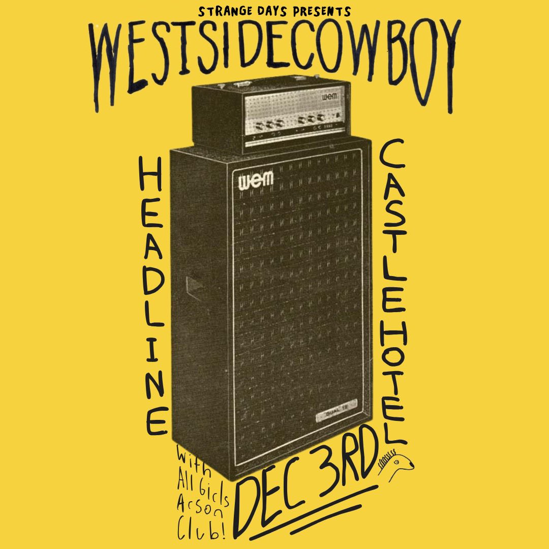 StrangeDaysLv's tweet photo. Westside Cowboy have today announced their signing to @NiceSwanRecords with their debut single ‘I’ve never met anyone I thougt I could love (until I met you)’.  Tickets for their debut headline show at @thecastlehotel this December are running low.  🎫 https://t.co/DQd654N8Wp https://t.co/beD8RJf4uS