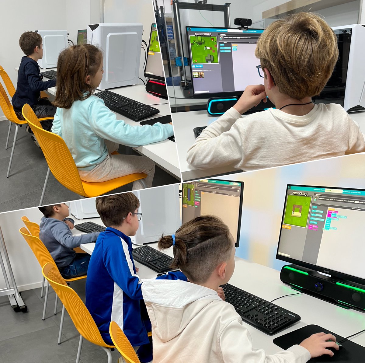 IngeniaKids's tweet image. Sesión de #algoritmia y #programación por bloques entre creepers y ovejas de #Minecraft 🖥️🧠

Nuestros makers Junior+ se enfrentan a pequeños retos para trabajar secuencias de instrucciones y bucles.

#STEAM #TICs #informática #tecnología #extraescolares #IngeniaKids #Cáceres