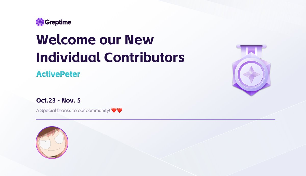 Greptime's tweet image. 💐 Thank you to all the contributors who helped improve #GreptimeDB in the latest several weeks! Your support makes our #community thrive! 

👏 Special welcome to our new contributor @ActivePeter github.com/ActivePeter for your PRs.
