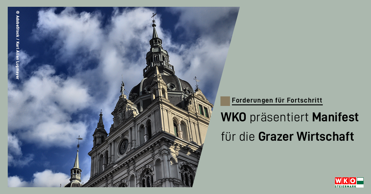 Bernhard Bauer und Josef Herk melden sich für eine nachhaltige Entwicklung der Landeshauptstadt zu Wort. In einem neuen Manifest werden das Forderungen, Anliegen und Wünsche der mehr als 20.000 Grazer Unternehmen in fünf Thesen zusammenfasst 👉 bit.ly/4fAoVV7