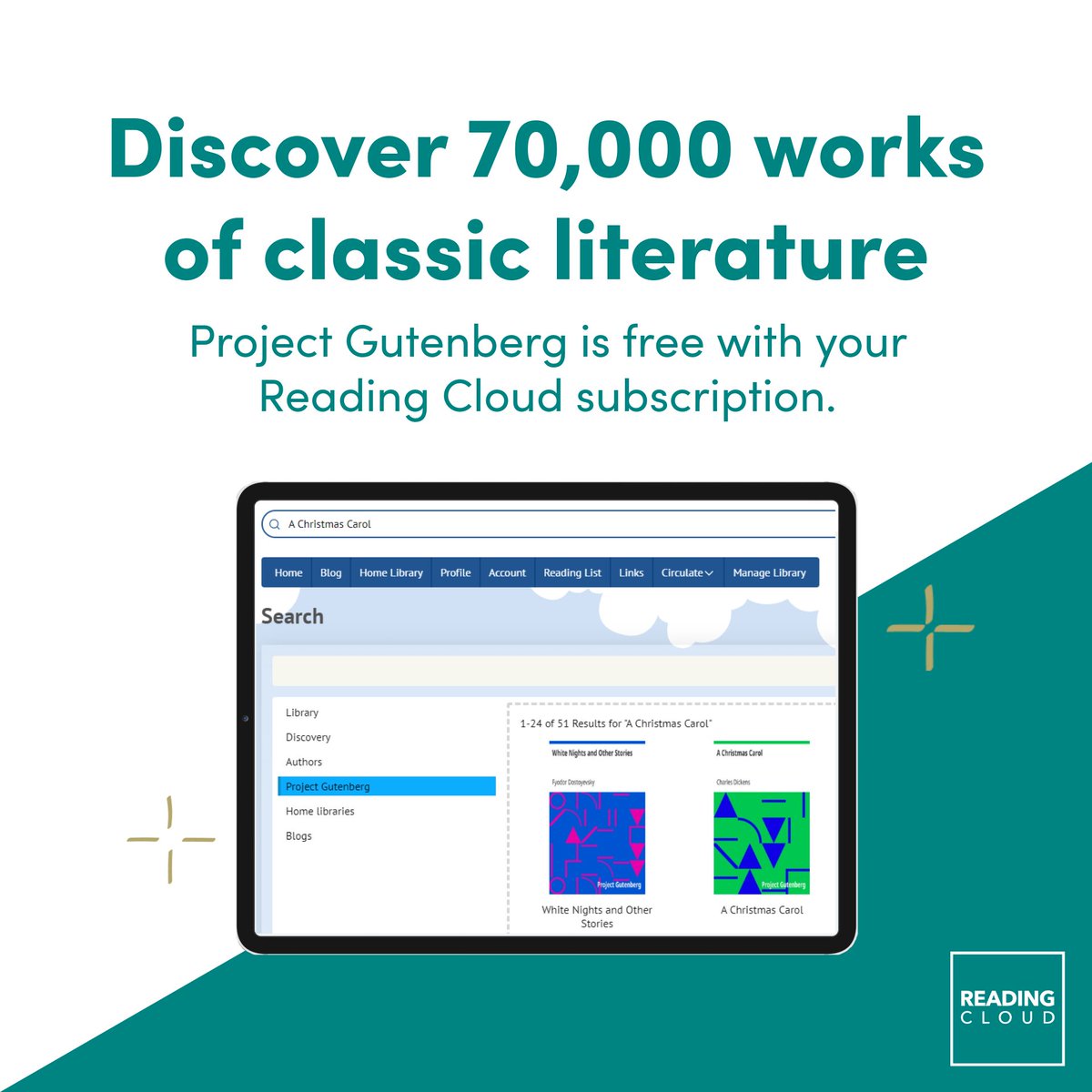 You can access Project Gutenberg’s collection of over 70,000 eBooks with Reading Cloud.

🌍 Access thousands of classic literary works, for free
📱 Read across multiple devices
📚 Enhance your library’s offerings with diverse content

Read more 👉 okt.to/s1lCJK