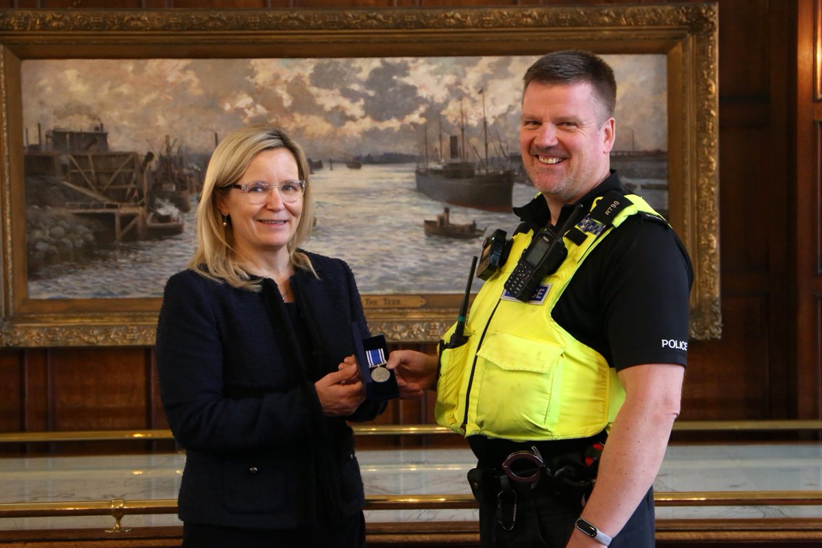 Teesport's tweet photo. Last week 4 of our dedicated Harbour Police Officers received the Queen Elizabeth II, Police Long Service and Good Conduct Medal (LSGC). 

As well as 13 officers already in receipt of the LSGC medal receiving the “clasp” representing 30+ years service.

https://t.co/mjwqijROWE https://t.co/wSpeO8yaJI