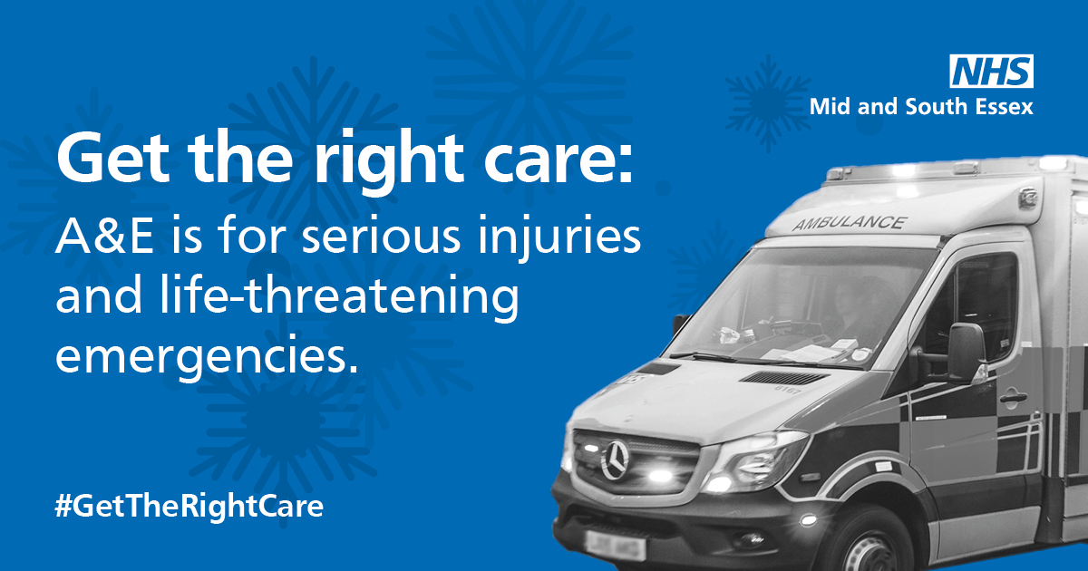 MSEHospitals's tweet photo. For life-threatening conditions, call 999 or go to A&amp;E. Examples include signs of a heart attack, stroke, severe difficulty breathing, seizures, heavy bleeding, choking, rapid swelling, and severe injuries after an accident.  #GetTheRightCare https://t.co/aGFc0nfztL