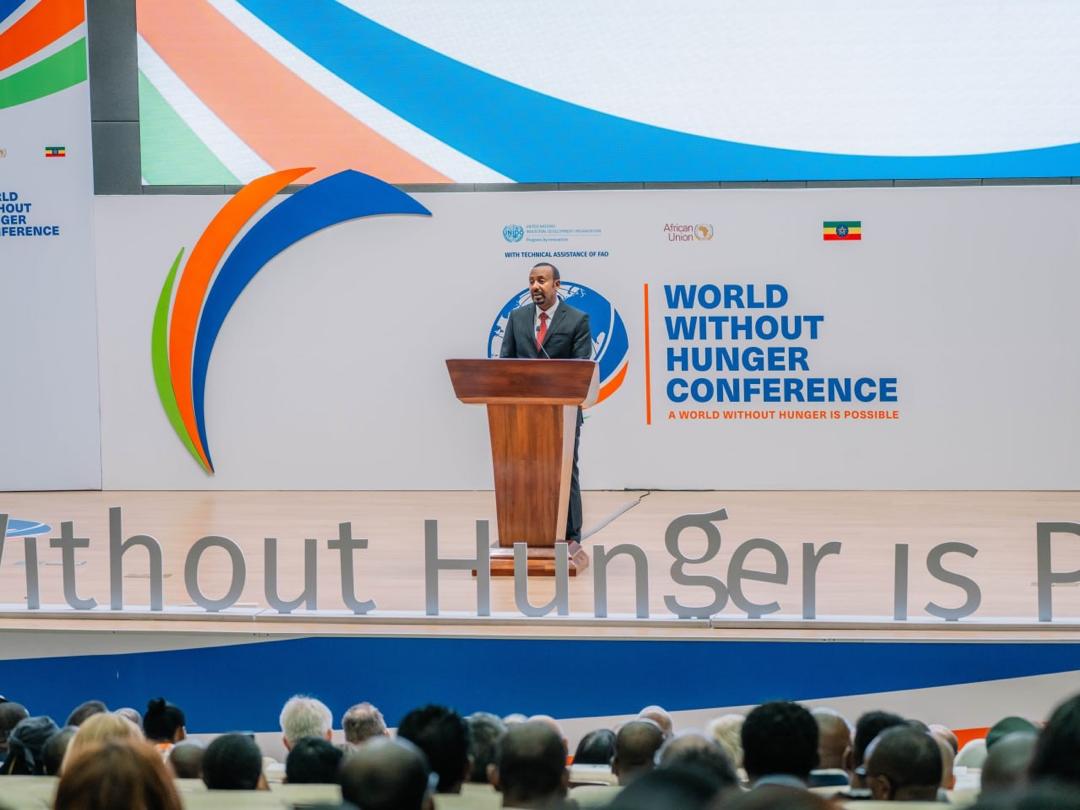 AbiyAhmedAli's tweet photo. As we conclude the ‘World Without Hunger’ Conference, I extend heartfelt thanks to all participants for enriching these vital discussions. Ethiopia’s strides in sustainable agriculture were showcased through productivity-boosting reforms, drought-resistant crops, and the Green Legacy initiative, with over 40 billion trees planted. Investments like the Made in Ethiopia initiative and Integrated Agro-Industrial Parks drive job creation, income growth, and resilience, solidifying Ethiopia’s role in global agriculture. Tackling hunger demands a unified response, with key commitments to a Global Fund for Food Security, cross-border knowledge sharing, aligned policies for fair access, and support for smallholder farmers, especially women.

የ’World Without Hunger’ ጉባኤን ስናጠናቅቅ፣ እጅግ ጠቃሚ የሆኑ ውይይቶች የተሳኩ ይሆኑ ዘንድ አስተዋፅዖ ያበረከቱትን ተሳታፊዎች ከልብ አመሰግናለሁ። አርባ ቢሊዮን ዛፎች በተተከሉበት ምርታማነትን በሚያሳድጉ የለውጥ ሥራዎች፣ ድርቅን በሚቋቋሙ አዝርዕት ልማት፣ በ #አረንጓዴዓሻራ መርሃ ግብር ሥራዎች አማካኝነት በዘላቂ የግብርና ሥራ የታየው የኢትዮጵያ ርምጃ በጉባኤው ቀርቧል። በ’ኢትዮዽያ ታምርት’፣ በአግሮ ኢንደስትሪ  ፓር��ች ጥምር የሥራ ፈጠራ ሥራ፣ በገቢ እድገት እና ጽናት የታዩት ኢንቨስትመንቶች በአለም የግብርና ዘርፍ የኢትዮጵያን ሚና አጠናክረውታል። ረሃብን መዋጋት የጋራ ምላሽን ይሻል። ለዚህም ለምግብ ዋስትና የሚሆን የአለምአቀፍ ድጋፍ አቅርቦት፣ ድንበር ዘለል የሆነ የእውቀት ማካፈል ልምምድ፣ ለፍትሃዊ ተደራሽነት የሚረዳ የፖሊሲ መናበብ ብሎም ለሴቶች ትኩረት የሚሰጥ የአነስተኛ አረሶና አርብቶ አደሮች ድጋፍ ሥራ አስፈላጊ ነው።