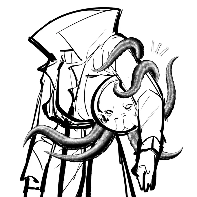 My inspiration is Dullahan, Kraken, Cthulhu So, he can take off his head Like this