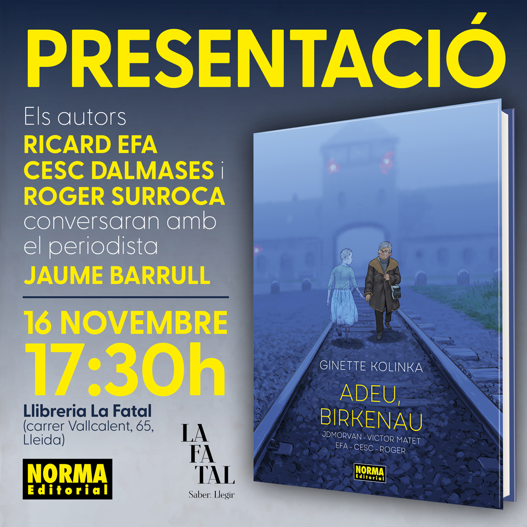 ADÉU, BIRKENAU és una obra que parla directamente al cor 💔

Si vols conèixer als seus creadors atenció a aquesta presentació a Lleida:

El 16/11📅a les 17.30h⏰@Ricardefa, <a href="/CFDalmases/">Cesc F. Dalmases</a> i <a href="/SurrocaR/">R.Surroca</a> estaran a la llibreria <a href="/LaFatal_/">La Fatal</a> amb el periodista <a href="/jaume_barrull/">Jaume Barrull Castellví</a>.

No faltis!☺️