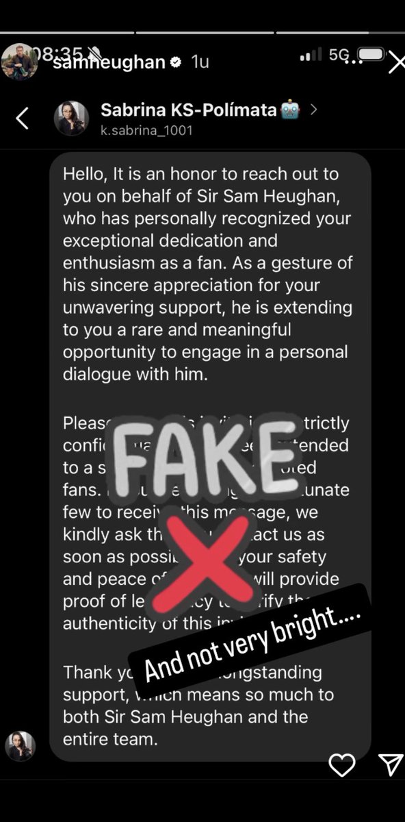 Scammer pretend to be Sam Heughan