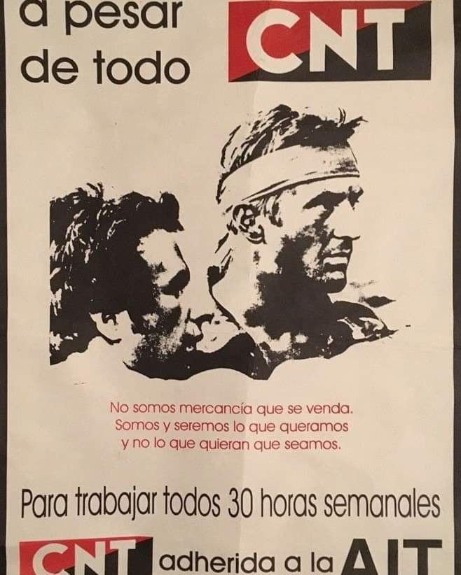 Mientras muchos sindicatos se afanan en luchas corporativas que son pan para hoy y hambre para mañana, CNT-AIT tiene claro su programa contra la depredación de nuestras vidas y del planeta

🔴Trabajar menos
⚫️ Trabajar todas
♥️Producir lo necesario
🖤Redistribuir la riqueza