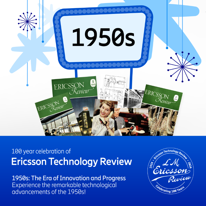 ericsson's tweet photo. The 1950s marked a remarkable era for tech advancements, from wireless radio and car phones to time recorders. π The now 100-year-old #EricssonTechnologyReview has captured all of it.
π° Let's explore this decade of innovation!