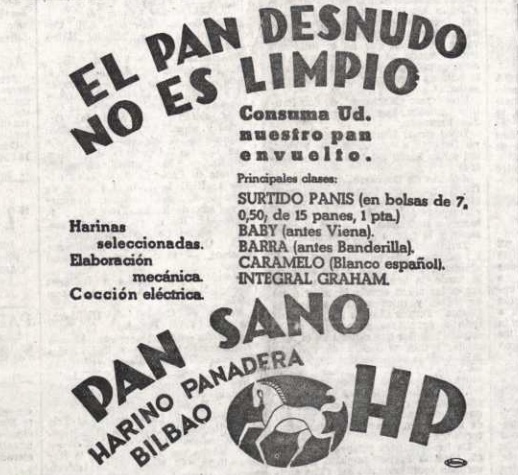 El pan desnudo no es limpio. Anuncio de 1933.