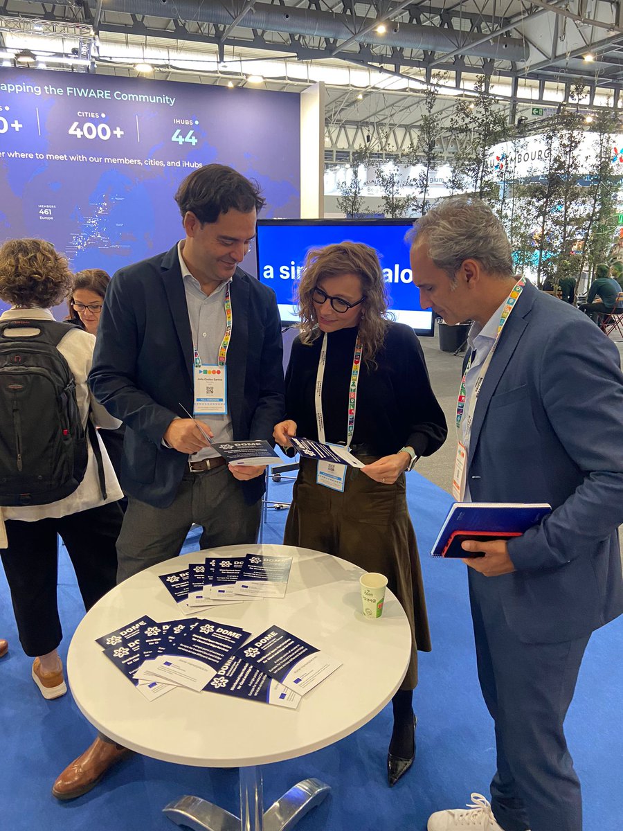 DomeMarketplace's tweet photo. .@FIWARE, @Elliot_Cloud, #FICODES, #TeamDev, @libelium, @ACTIVAGEproject  have been spreading the word about the great opportunities offered by #DOMEMarketplace, in the international Smart City Expo World Congress 🏙️ held in Barcelona Nov 5-7.  Discover👉https://t.co/q72q6sn6ht🇪🇺 https://t.co/9KkjcOVEcq