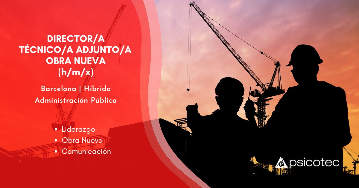PsicotecJobs's tweet image. 🔔 #nowhiring - Director/a Técnico/a Adjunto/a Obra Nueva (h/m/x) | Barcelona (Híbrido)
 
¿Quieres poner tu experiencia en #ObraNueva al servicio de la transformación de la ciudad de Barcelona? 
 
🌐 Inscríbete aquí: zurl.co/MKrd 

#empleo #edificación #direcciónobra