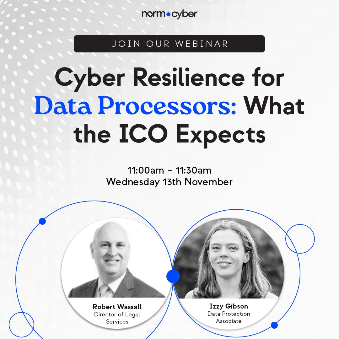 Join NormCyber for our exclusive webinar, "Cyber Resilience for Data Processors: What the ICO Expects".  

Learn how to meet the ICO's cyber security standards, avoid hefty fines, and protect your data processing operations. sign up today: hubs.ly/Q02XfX3L0

#DataProtection