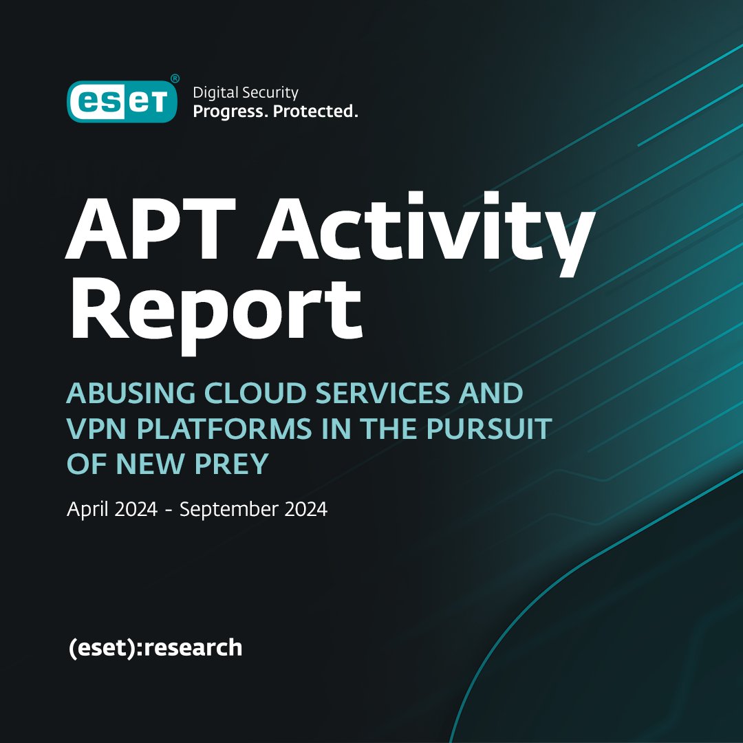 Discover the latest insights into the activities of advanced persistent threat (APT) groups investigated by @ESETResearch with the ESET APT Activity Report Q2 2024–Q3 2024  👀bit.ly/3NUEw6d
#APT #ESET