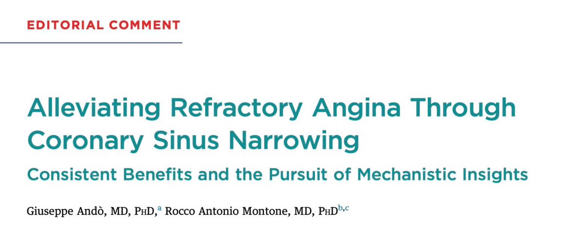 Rocco Montone (@roccomontone) on Twitter photo Our Editorial just published in #JACC Card Interv with <a href="/giuseppe_ando/">Giuseppe Andò</a> about REDUCER-I study.
Alleviating Refractory Angina Through Coronary Sinus Narrowing: Consistent Benefits and the Pursuit of Mechanistic Insights.
<a href="/JACCJournals/">JACC Journals</a> <a href="/ShockwaveIVL/">Shockwave Medical</a>
👉 jacc.org/doi/10.1016/j.… Our Editorial just published in #JACC Card Interv with <a href="/giuseppe_ando/">Giuseppe Andò</a> about REDUCER-I study.
Alleviating Refractory Angina Through Coronary Sinus Narrowing: Consistent Benefits and the Pursuit of Mechanistic Insights.
<a href="/JACCJournals/">JACC Journals</a> <a href="/ShockwaveIVL/">Shockwave Medical</a>
👉 jacc.org/doi/10.1016/j.…