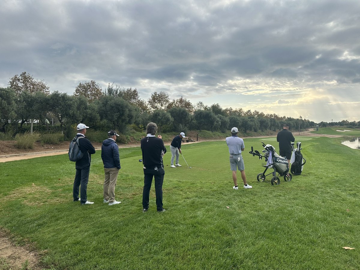 The two ends of <a href="/DPWTQSchool/">DP World Tour Q-School</a> and to me, what makes Q-school great.

On one end you have Edoardo Molinari, 3x DP Tour winner, with his team. agent, coaches, and caddie. 

And then you have Taylor Funk with his team.  A pushcart.