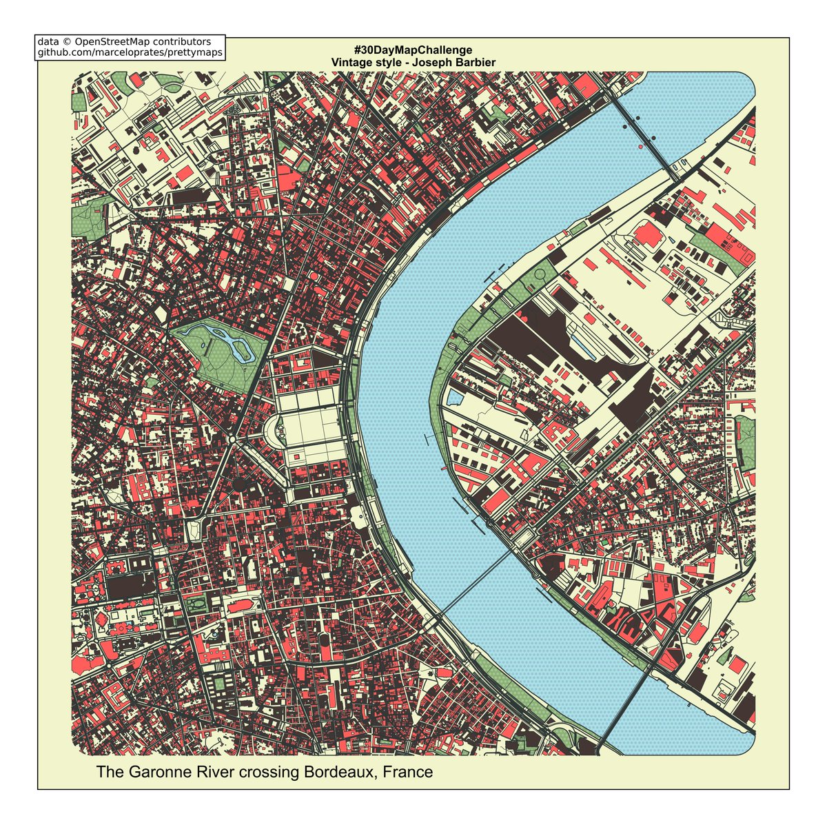 joseph_barbier's tweet photo. Day 7 of the #30DayMapChallenge: Vintage style

Today, I'm focusing on my favourite city: Bordeaux, France

My repo of the project: https://t.co/s5hqCdziEh https://t.co/UhfmC8l6Dh