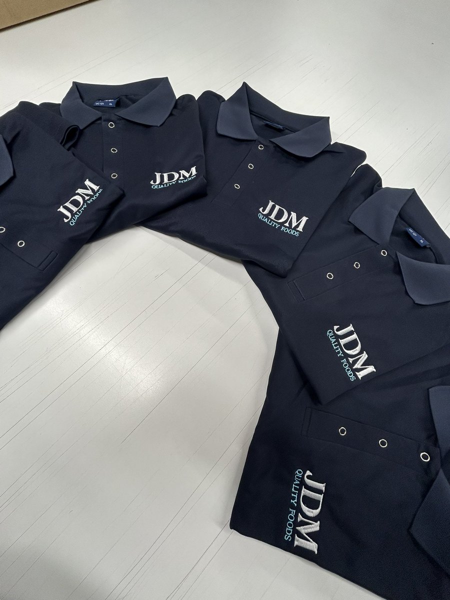 laundryworkwear's tweet photo. New food trade coats &amp; processable polo shirts for one of longest serving customers JDM Quality Foods, different coloured collars are to separate high care &amp; low care areas for food contamination &amp; hygiene, all embroidery done in house and laundering all included in our service https://t.co/QmoZZAXgRB