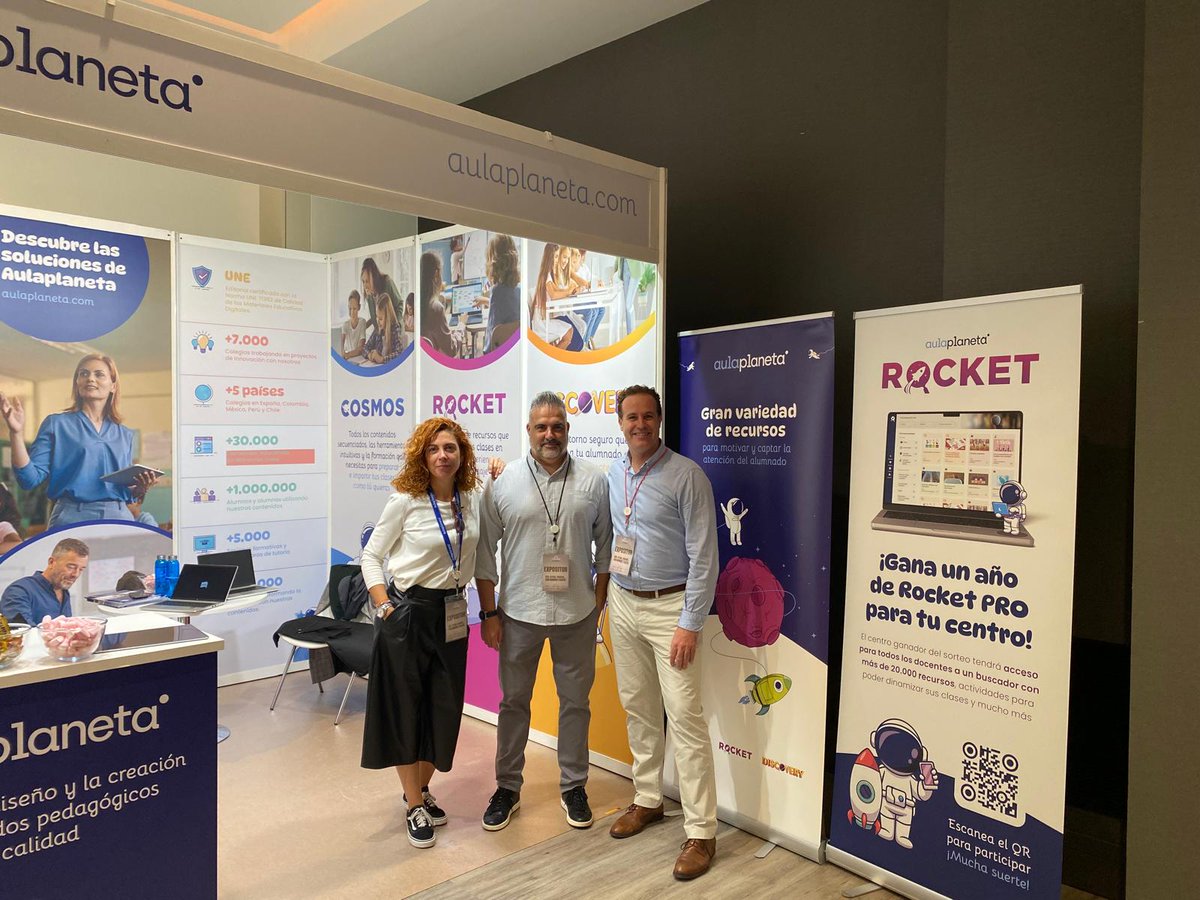 Aulaplaneta's tweet photo. Arranca el XVII Congreso de @ecatolicas en Madrid.🚀
Ven a visitarnos a nuestro estand E76 y podrás ganar un año de Rocket PRO para tu centro.
#SerEstarEducar #CongresoEC