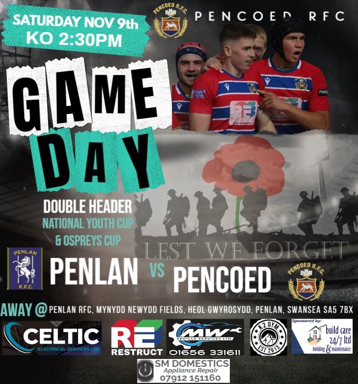 Westward bound to Penlan, Swansea for double header this Saturday. 🔴⚪️🔵