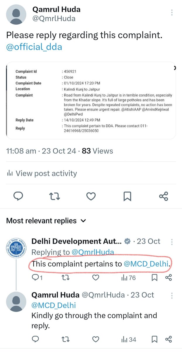 QmrlHuda's tweet photo. @MCD_Delhi Road from Madanpur Khadar slope to Jaitpur Part-2 is in very poor condition, causing inconvenience to residents and commuters. I previously complained to PWD, they directed it to DDA and DDA to MCD. Kindly take prompt action. @AtishiAAP @OberoiShelly @GyaneshBharti1 https://t.co/V5EJG6duRF