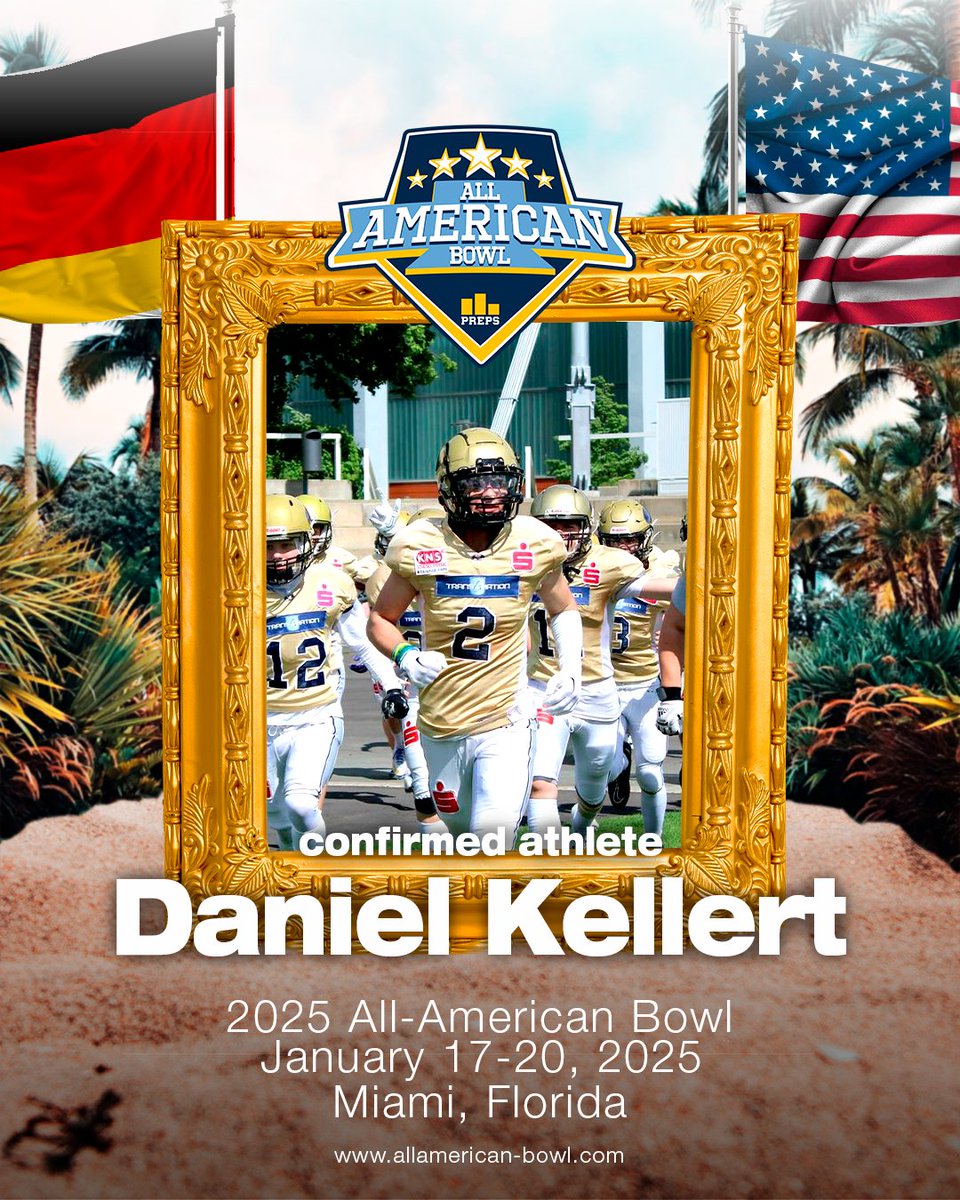 🚨 𝗖𝗢𝗡𝗙𝗜𝗥𝗠𝗘𝗗 🚨

Wide Receiver @Daniel_Kellert from Germany 🇩🇪 has accepted his invite to <a href="/PodyumPreps/">Podyum Preps</a> All-American Bowl! See you in Miami!

allamerican-bowl.com

#EarnYourLevel #PPAllAmerican #Miami #PodyumPreps #HSFootball #GetRecruited