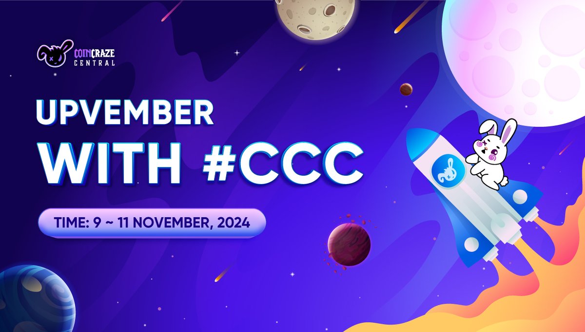 🔥🔥It’s Upvember with #CCC – Join the Hype and Earn Rewards! 🔥🔥

The secret unveils now!!! Are you ready #CCC Community??!!!

To go with the flow of market, 💸$200 💸is up for grabs! 
From 9th - 11th Nov, you have the chance to share $200 prize pool by completing simple tasks!